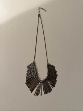 Statement Gunmetal Fringe Necklace - Women Jewelry